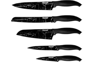 hecef 5 Pezzi Set di Coltelli da Cucina con Disegno Marmo, Lama in Acciaio Inossidabile di Alta qualità con Manico Ergonomico