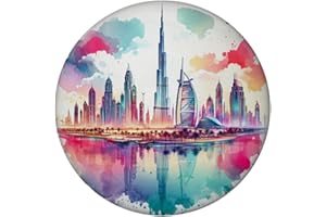 SPEECHEESE Dubai - Magnete rotondo Dubai esclusivo magnete per collezionisti di souvenir, punto di riferimento, grattacieli, stile urbano