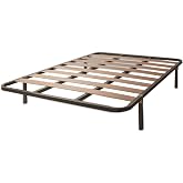 MUEBLIX.COM | Eco Bed Base 135 x 190 cm | Bed Base with 4 Legs | 10 cm Poplar Wood Slats and Steel Tube Frame | Useful for Tr