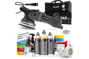 ‎SHINY FREAKS Poliermaschinen Set: chemicalworkz DA9 Pro Exzenter Poliermaschine + Koch Chemie Politur Set + Royal Pads Premium Polierpads + Dr. Wack Versiegelung für Lack + Zubehör | 20-teilig