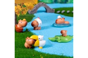 KARLOR Zestaw kapibary, miniaturowy kapibara, pelikan, kaczki, krokodyle, figurka, kapibara, zwierzęce, ozdoby, mikrokrajobraz, dekoracja, urocze ozdoby na biurko, do akwarium, domek dla lalek,