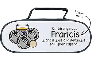 KDO MAGIC - Sacoche pétanque Personnalisable - pour triplette 3 Boules - Personnalisé avec prénom - Cadeau fête des pères, Homme, Retraite, noël (modèle Apéro)