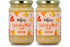 ‎MIGHTY KASHOO Cashewmus Pur - Nussmus von Mighty Kashoo, Veganer Brotaufstrich, Nachhaltiges Mus aus Westafrikanischen Nüssen, 2 x 350g Glas, Natürlich & Reich an Nährstoffen, ohne Palmöl und Zucker