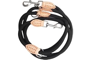 FANGCCC Hundeleine für Mittelgroße & Große Hunde, Multifunktionsleine Führleine für Hunde 2.1m Verstellbare mit 2 Karabiner, Robuste Nylon Dog Leash, Schleppleine Doppelleine für 2hunde (Schwarz, 1cm x 2.1m)