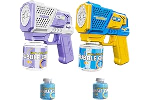 HYNXM Bubble Gun for Kids, 2 Pcs Automatic Bubble Gun with 2 Bottles of Bubble Solution, 5000+ Bubbles Per Min Bubble Maker Outdoor Toys for Party