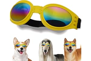 NICERINC PET Dog Goggles, Pet Glasses UV Protection,Goggles with Adjustable Strap for Small Size Dogs,Summer Pet Decoration(Red Frame)