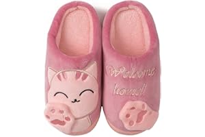 ChayChax Mignon Dessin Animé Chaussons Maison mixte Enfant Hommes Femmes Hiver Peluche Douce Pantoufle d'intérieur Confort Chaud Coton Chaussures pour la Maison