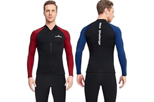 Joysummer Veste de Combinaison pour Homme Femme - 1.5mm Néoprène & Lycra Chemise Combinaison Veste Manches Longues Combinaison de Plongée pour Adultes Jeunes Surf Natation Sports Nautiques