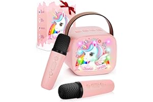 TRONGLE Karaoke per Bambini con 2 Microfoni Wireless Bluetooth, Gioco Musicale Unicorno per Bambina 3-12 Anni, Canta Tu Karaoke Portatile, Regalo Perfetto per Bambina