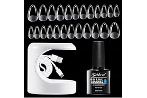 ‎GELIKE EC Gelike ec Nagelspitzen and Nagelkleber Kit - Gel Nail X Extension Set with 6 in 1 Nagelkleber 240PCS Soft Gel Full Cover Nail Tips Nagelverlängerung UV Lampe-Short Almond