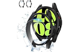 LINTEKER [2+2Pack for Samsung Galaxy Watch 7 40mm Screen Protector Case, Hard PC Bumper + HD Anti-Fog Tempered Glass Protective Film, Waterproof Face Cover Set for Galaxy Watch 7 40mm, Black