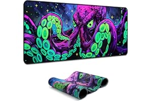 Simpkeely Blacklight Octopus Gaming Mouse Pad – UV Reactive Kraken Tentacles Desk Mat, Neon Glow in The Dark Waterproof Extended Mousepad with Non-Slip Rubber Base for Office & Home – 80 x 30 cm