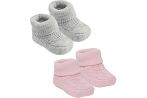 Royal Icon 2 paia di scarpine per neonati da 0 a 3 mesi, adorabili pantofole calde e sicure, stivali morbidi ed eleganti, ideali per uso interno ed esterno, Ri352