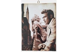 KUSTOM ART Cuadro de estilo vintage Marilyn Monroe & James Dean de colección, impresión sobre madera