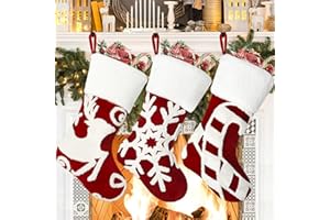 Weldomcor Calcetines Navidad Medias de Navidad Bordada Terciopelo Calcetin Navidad para Llenar y Colgar para la Decoración del Arbol de Navidad Familiares de Fiesta (Rojo)
