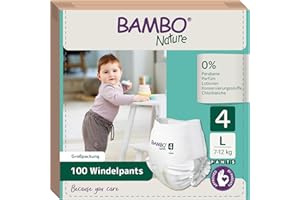 ‎BAMBO NATURE Bambo Nature Premium Trainingshose, Pull Ups, Töpfchen-Trainingshose mit Umweltzeichen, sicher & bequem, diskrete Hose für den aktiven Tag & den bequemen Schlaf, Größe 4 / L, 5x 20 Pck.