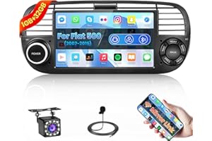 Inefala 1+32GB Radio Android 13 para Fiat 500 2007-2015, Radio con Pantalla Táctil de 7 Pulgadas con Bluetooth, Mirror Link, WiFi, GPS, RDS FM, Control del Volante, Cámara de Visión Trasera (Negro)