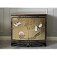 NBGRLVS China Warehouse Direct Oriental Chinese Furniture - Gold Leaf 2 Door Cabinet with Cranes Design