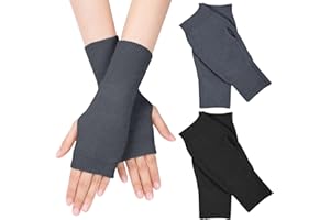 MELLIEX 2 pary rękawic bez palców Kaszmirowe rękawice termiczne z otworem na kciuk