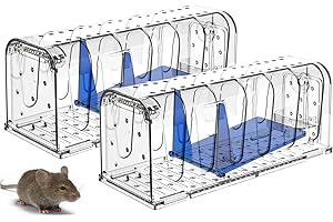 HAZENS Lebendfalle für Maus Mausefalle 2er Set, Tierfreundliche Hygenische Mäusefalle mit Doppeltüren, Innovative Hochsensitive Lebendfalle Maus, Quick Release Ausgang, Keiner Kontakt mit Mäusen, transparent