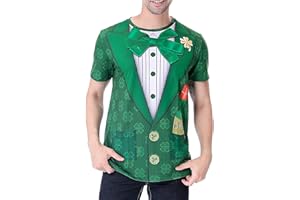 COSAVOROCK St. Patrick's Day Homme T-Shirts Leprechaun Déguisement Trèfle Costume