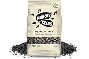 Munchy Seeds Lightly Toasted Black Sesame Seeds - Rich in Antioxidants, Ideal Vegan Snack, Enhances Meals with Nutty Flavor, Great for Cooking, 500g
