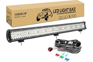 RIGIDON 31 Pulgadas 79 cm 660W barra de luz led y 12v kit de cableado, Barras luminosas led para off road camión coche ATV todoterreno 4x4 vehículos, lámpara de conducción 6000K, Impermeable