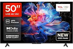 TCL 50V6C 50 Zoll Direct LED TV, 4K HDR Fernseher, Smart TV mithilfe von Google TV (Dolby Audio, Motion Clarity, Kompatibel mit Google Assistant)
