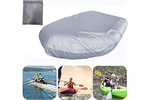 COOSOO Inflatable Boat Cover,Waterproof Anti-UV Cover Dustproof Rubber Boat Kayak Protective Cover Heavy Duty Oxford Fabric Trailerable Dinghy Fishing Kayak Storage Cover Fit 12-13ft,Grey