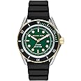 Michael Kors Silicone Analog Green Dial Men Watch-Mk9158, Black Band