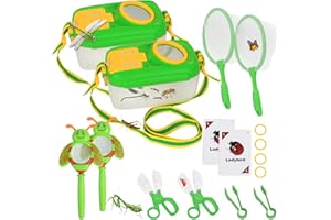 Artlyfe Juego de Atrapa Insectos para Niños (2 Sets) - Explorador al Aire Libre Con Red de Mariposas, Lupa, Pinzas - Juguete Educativo de Entomología Con Tarjetas