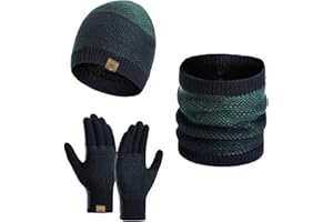 INSISMY Winter Beanie Hat Scarf for Men with Touchscreen Gloves Skull Cap Neck Warmer Scarves for Men Women Fleece Lined Unisex