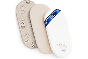 TOTSY BABY Lenzuola con angoli per passeggino Set di 3: 35x75 cm - 2 lenzuola + 1 coprimaterasso impermeabile - Accessori per lettino per culla co-sleeping carrozzina 35 x 75