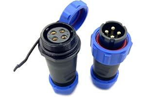 BAYZCONN Anschlussstecker Luftfahrtstecker SP21 4 Polig, IP68 4 Pin Lötfreier Aviation-Stecker Wasserdichter und Staubdichter Luftfahrtstecker für Außenlampen Verwendet 500V 30A (12AWG Kabel Schraub-Crimp)