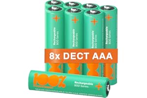 100%PEAKPOWER Akku AAA für Telefon, 8 Stück AAA Batterien wiederaufladbar 650 mAh, ideal für schnurlose Telefone, ohne Memory-Effekt, 1,2 Volt (1,2V), geringe Selbstentladung, Ready-to-Use (8X Telefon Akku AAA)