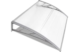 GENERIC Door Canopy Outdoor Awning Window Garden Patio Porch Canopy Rain Shelter Cover Polycarbonate Roofing Sheet UV Snow Sunlight Protection Door Canopies, 120 x 80cm Grey
