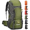 jianyana Hiking Backpack Waterproof 50L Foldable Rucksack Durable Lightweight Camping Bag with Rain Cover for Camping Trekking Hiking Walking Cycling Climbing Outdoor Sports for Women Men