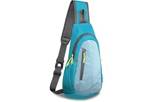 TITECOUGO Small Sling Bag Lightweight Crossbody Canvas Bag for Women Rucksack for Men Running Backpack Travel Chest Pack Shoulder Daypack for Gym Work Outdoor Hiking Sports Blue/Pale Blue