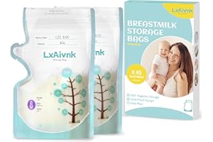 LXAIVNK Muttermilch-Aufbewahrungstasche, 180 ml, 45 Stück, für Muttermilch, kein Auslaufen, Muttermilch-Aufbewahrungsbeutel, stark, dünnes Design, Muttermilchbeutel für Stillutensilien