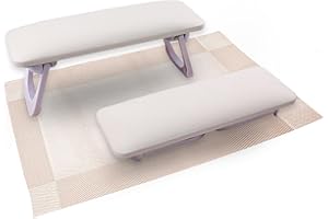 ANGNYA Nail Arm Rest for Nail Tech, Foldable Hand Stand for Nail Tech with PVC Table Mat Microfiber Leather Nail Arm Rest with Bracket Manicure Arm Rest for Nail Salon Technician (White)