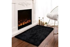Latepis Tappeto Nero Tappeto Salotto Pelo Corto 60x90 cm Camera Da Letto Moderno Rug Morbido Aspetto Pelliccia