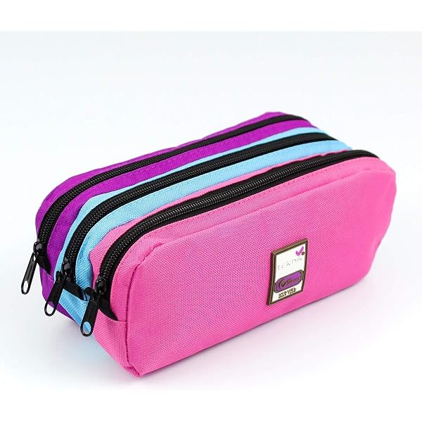 Trade Shop - Astuccio Portapenne Pastelli 3 Scomparti Con Chiusura Zip Beyond Boy Nero Giallo