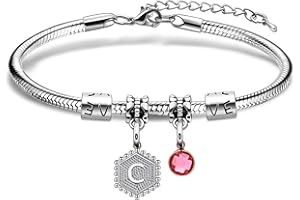 HEYEJET Initial Bracelet Women Gifts 26 Letters Initial Charms Bracelet Silver Bracelet Birthday Christmas Jewellery Gift for Women Teen Girls