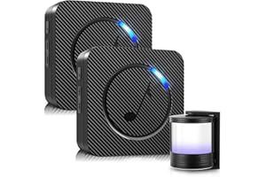 PHYSEN Rilevatore di movimento, campanello senza fili, portata 150 m, 58 suonerie, 5 livelli di volume, indicatore LED, 1 sensore di movimento, 2 ricevitori per case, negozi