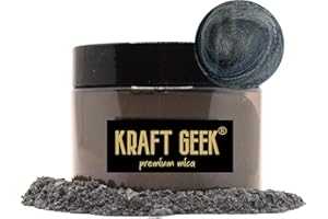 KRAFT GEEK Silver Grey Premium Mica Powder 50g. Powder Dye for Epoxy Resin Pigment Natural Soap Colouring, Candle, Slime, Bath Bombs, Makeup, Nail, Fabric, Fabric dye, Wax Melts etc. (Grey)