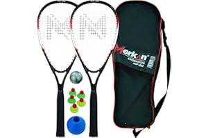 Merkan Speed-Badminton Set, 2 handliche Aluminiumschläger, Länge 58,9 cm, ideal geeignet für stabiles und schnelles Spielen, hochwertige Tasche (MSP-002)