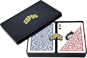 Copag 1546 Design 100% Plastic Playing Cards, Poker Size Regular Index Red/Blue Double Deck Set