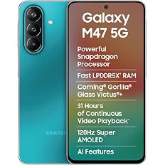 Samsung Galaxy M47 5G (Blaze Blue, 6GB RAM, 128GB Storage) | Powerful Snapdragon Processor | Fast LPDDR5x RAM, UFS 3.1 Storag