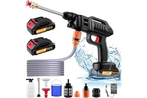 Ankishi 1500W Cordless Pressure Washer with 2 * 2.0Ah Battery, 21V Portable High Pressure Washer, Car Washer Kit with 2 Nozzles(0°,40°), 16.4FT Hose, Connector, Foam Bottle Pressure Cleaner for Car
