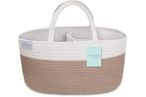 Natemia Wickeltasche Organizer - Wickeltisch Organizer Gross und Tragbar - Gewbter Wickelkorb Baby Organizer für Unterwegs & Wickelkommode - Windel Caddy auch für Auto